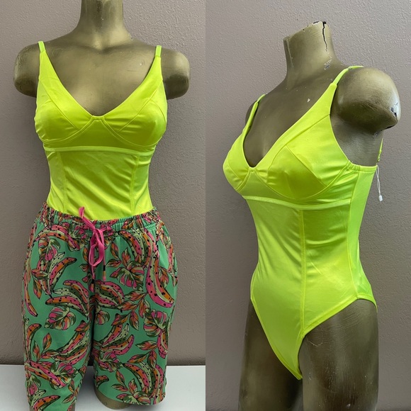TRACY ANDERSON NWOT Dayglo NEON Flouro BODYSUIT XS - L Festival / Workout/Dance - Picture 1 of 13
